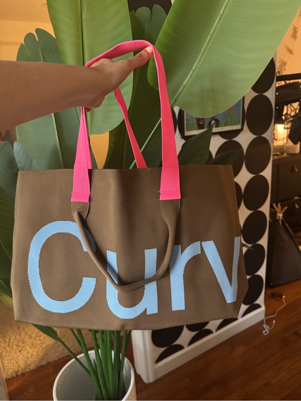 CURVES by Sean Brown Knit Tote Penny Brown/Pink Limited New Release